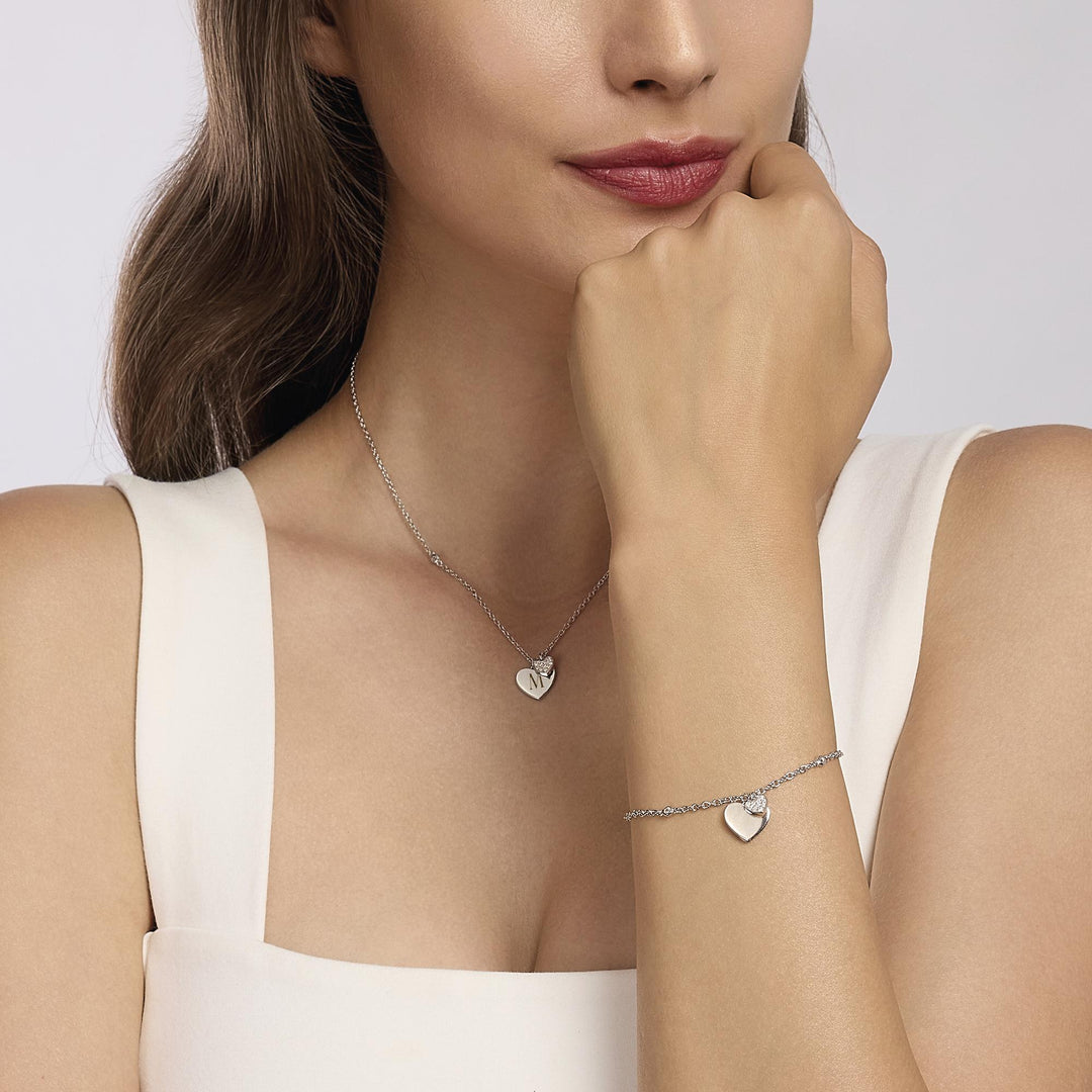 Mabina Girocollo in argento con doppio cuore e zirconi 553506
