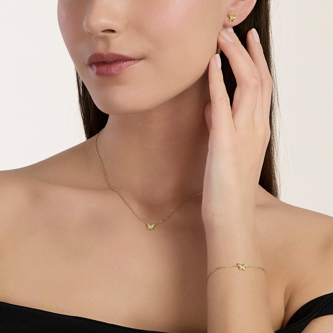 Mabina Girocollo in argento dorato con farfalla 553905