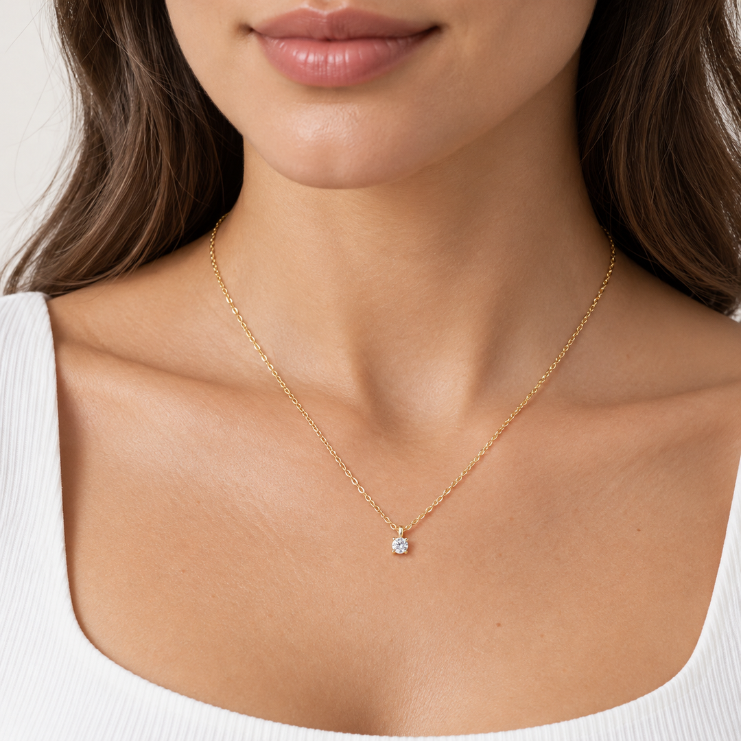 Collana con Punto Luce con Diamante Lab Grown