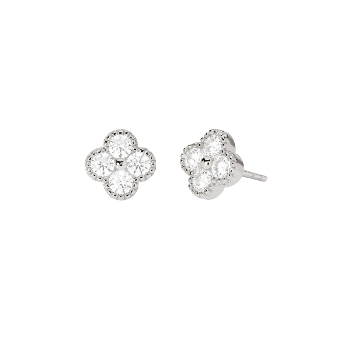 Mabina Orecchini con Fiore in Zirconi Bianchi 563870