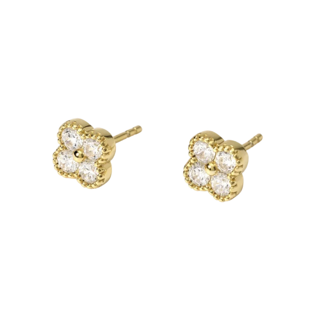 Mabina Orecchini argento dorato con fiore in zirconi 563871