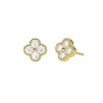 Load image into Gallery viewer, Mabina Orecchini argento dorato con fiore in zirconi 563871