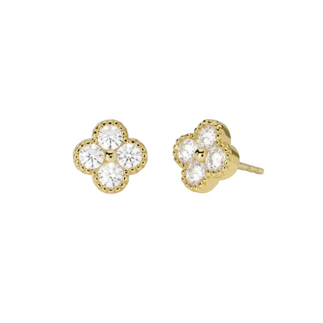 Mabina Orecchini argento dorato con fiore in zirconi 563871