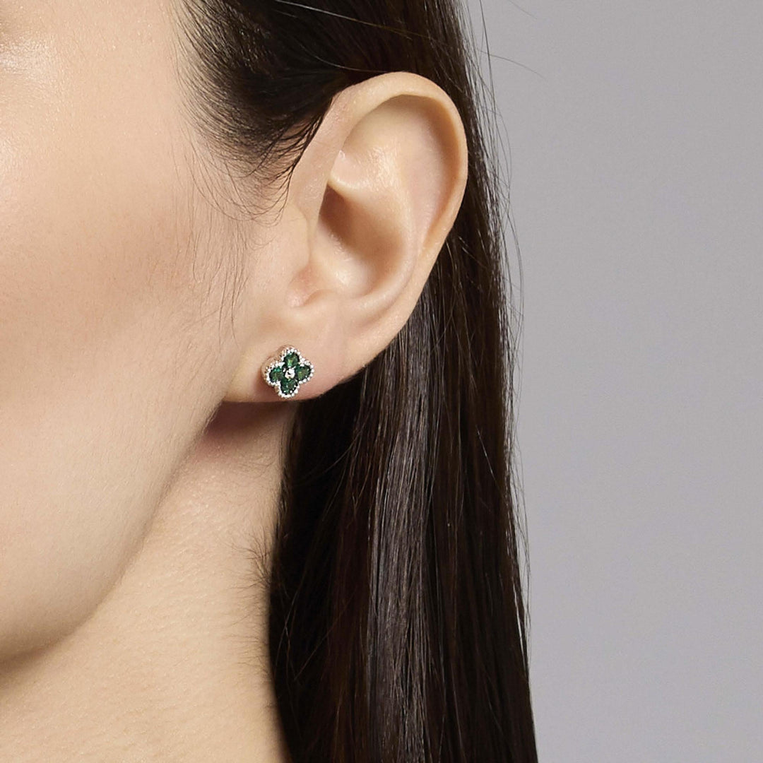 Mabina Orecchini con Fiore in Zirconi smeraldo 563873 - orecchio
