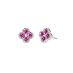 Load image into Gallery viewer, Orecchini in argento con fiore rosa tormalina