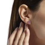 Load image into Gallery viewer, Orecchini in argento con fiore rosa tormalina