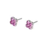 Load image into Gallery viewer, Orecchini in argento con fiore rosa tormalina