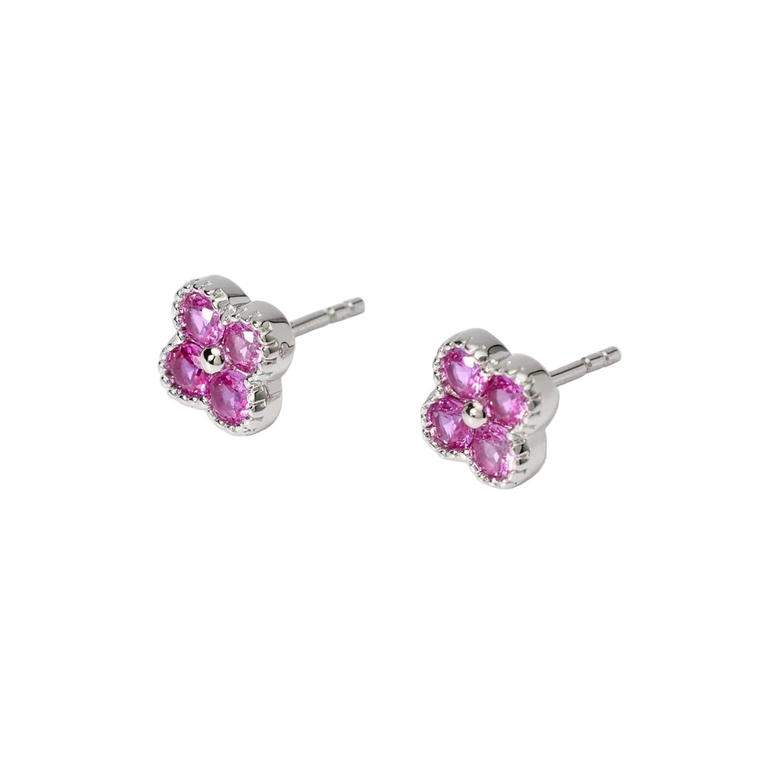 Orecchini in argento con fiore rosa tormalina