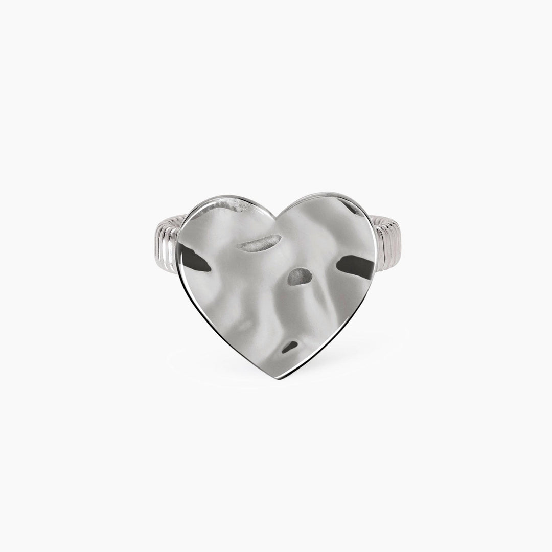 Anello tubogas con cuore martellato