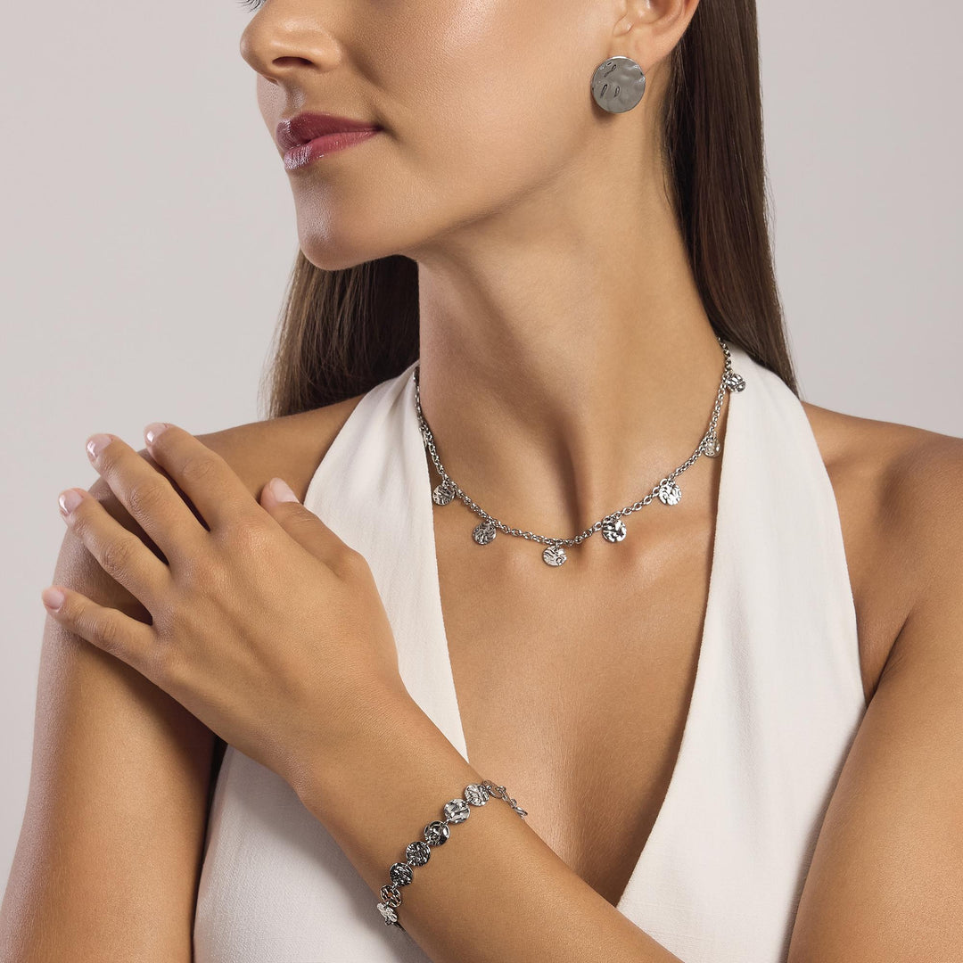 Bracciale con tondi effetto martellato