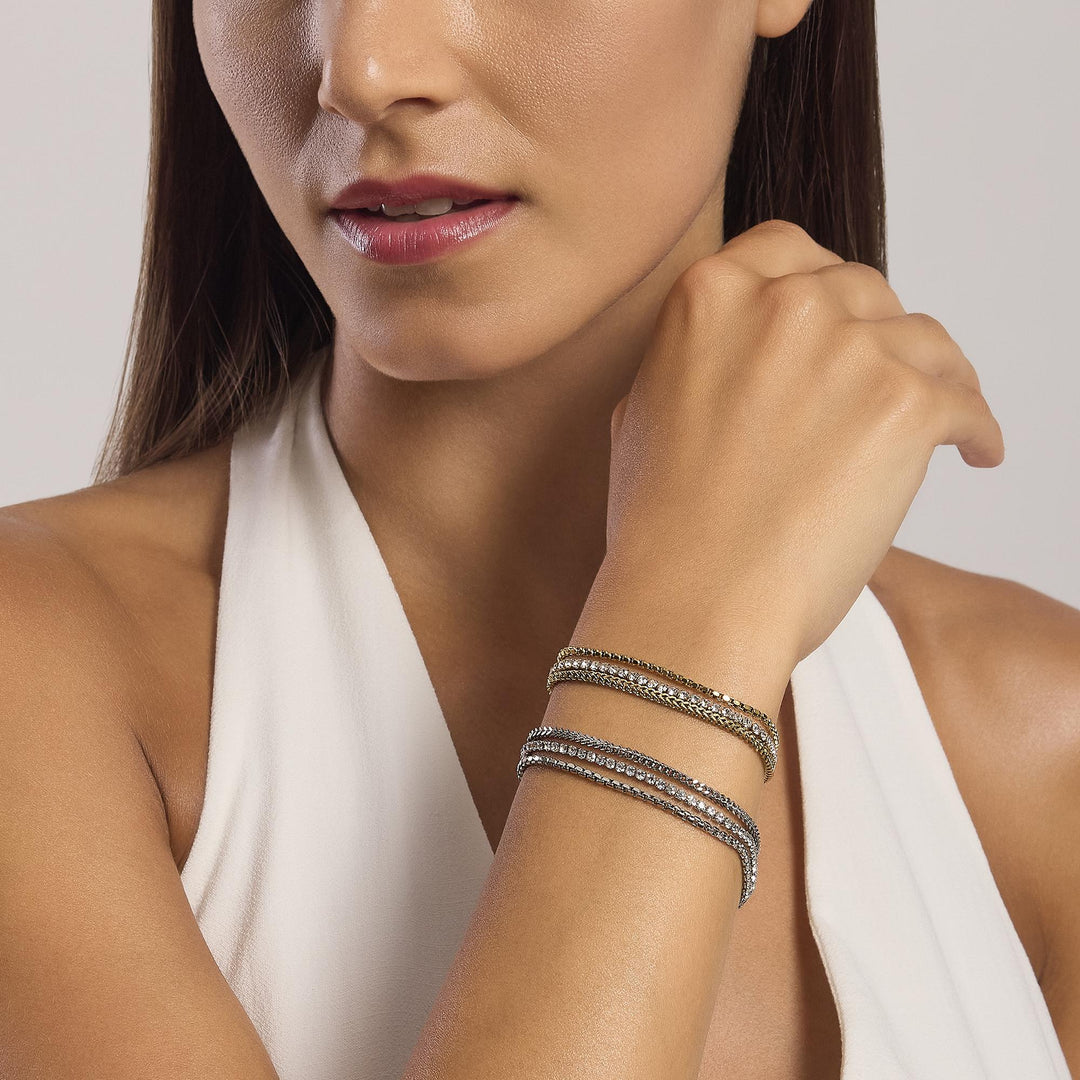 Bracciale con due catene e tennis