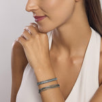 Load image into Gallery viewer, Bracciale con due catene e tennis azzurro
