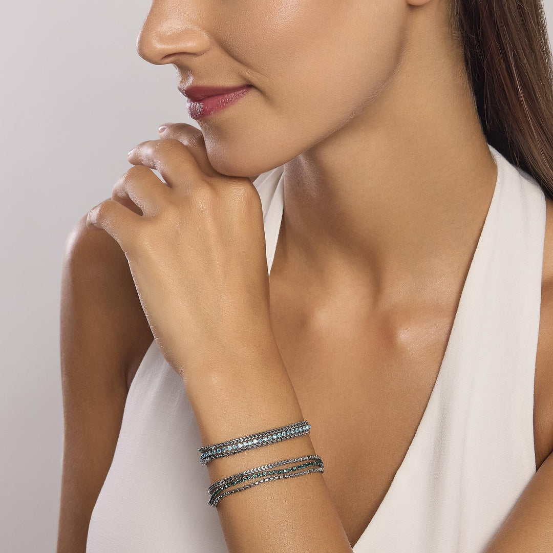 Bracciale con due catene e tennis azzurro