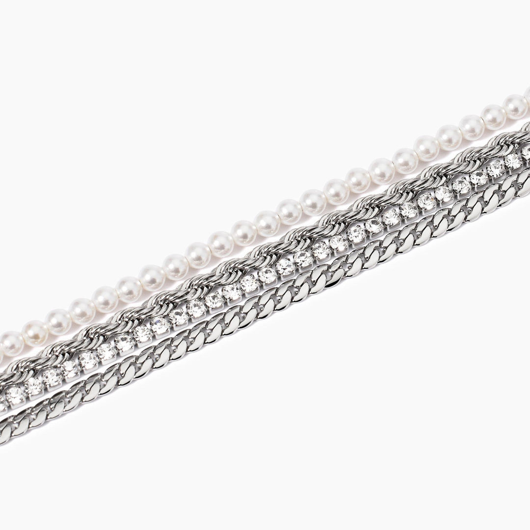 Bracciale con perle e tennis bianco