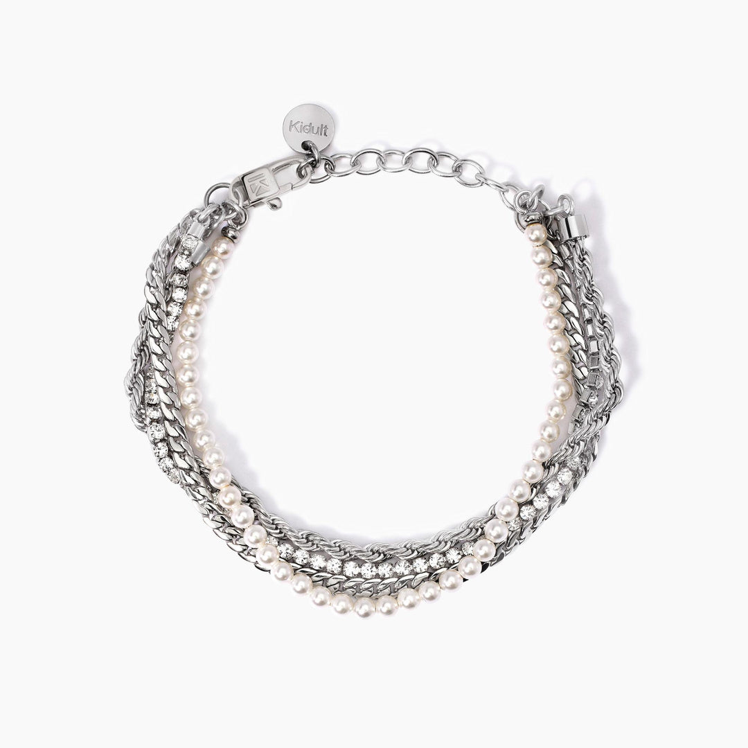 Bracciale con perle e tennis bianco
