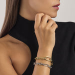 Load image into Gallery viewer, Bracciale dorato maglie alternate
