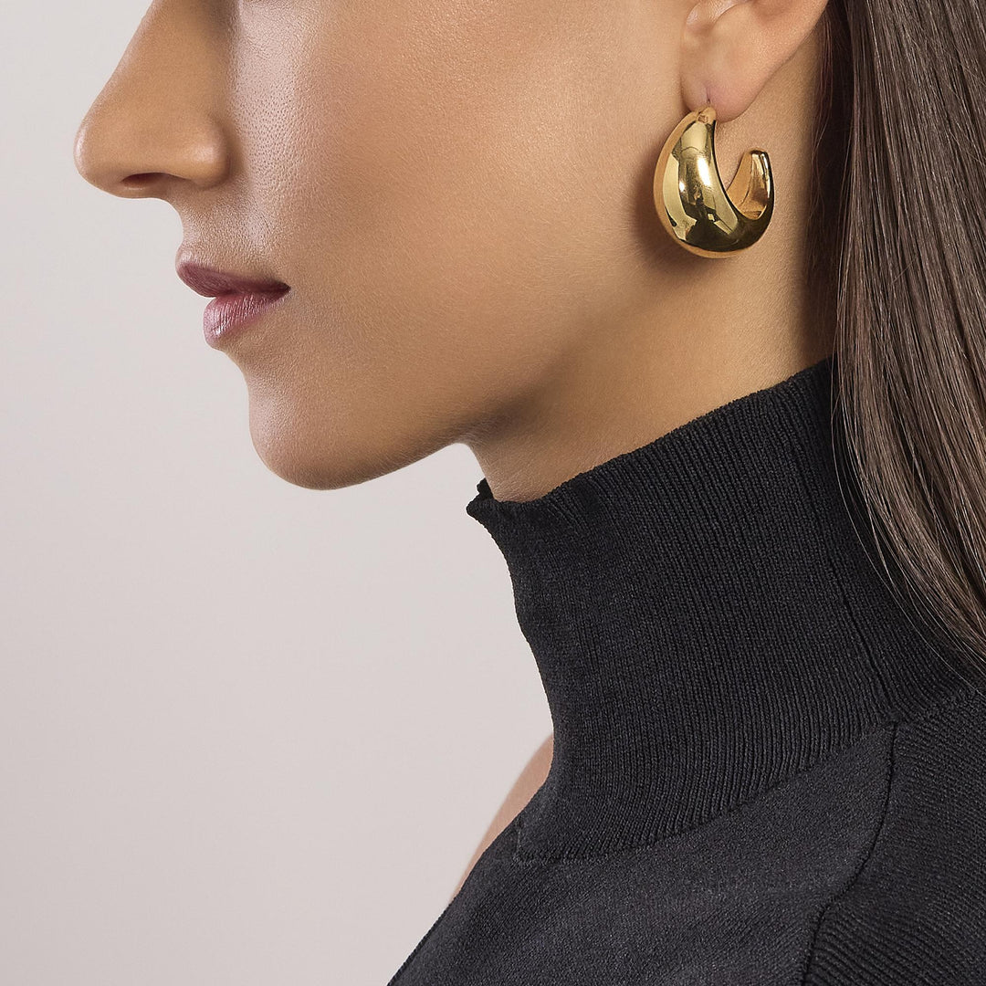 Orecchini a cerchio bombati dorati