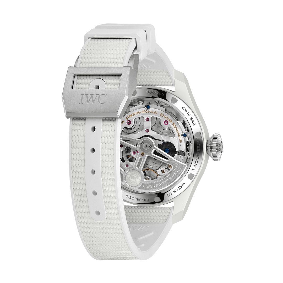 IWC Big Pilot’s Watch Perpetual Calendar Ceralume® IW505801 - cassa ceralume bianca - cinturino gomma bianca - quadrante bianco calendario perpetuo