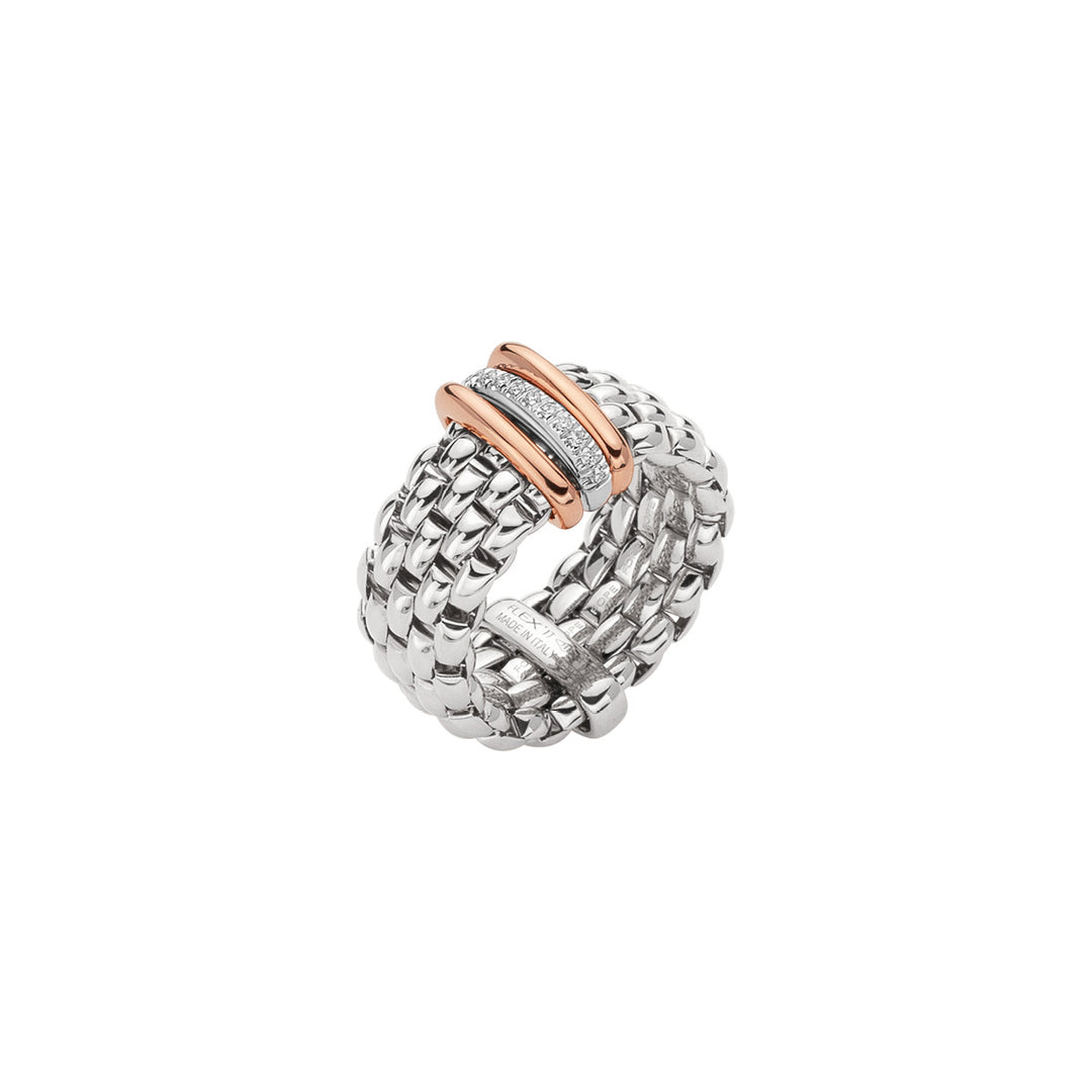 Anello Panorama Flex'it in Oro Bianco e Diamanti