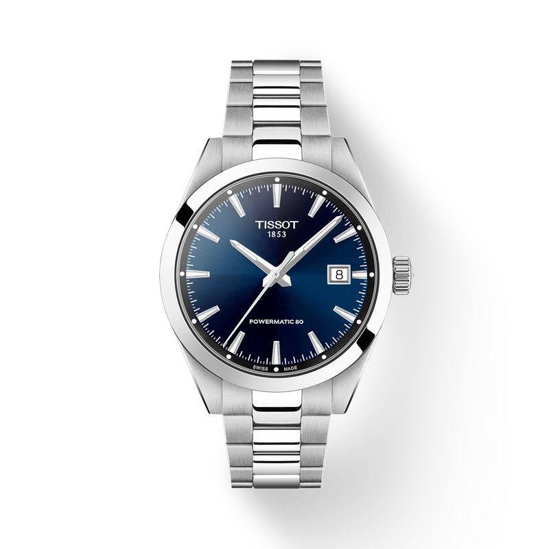 Tissot Gentleman 38mm T165.807.11.041.00 - bracciale e cassa acciaio - quadrante blu con datario
