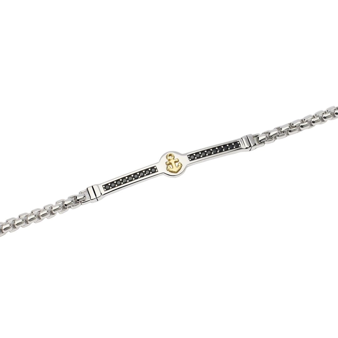 Mabina Bracciale argento con placca ancora e zirconi neri 534011