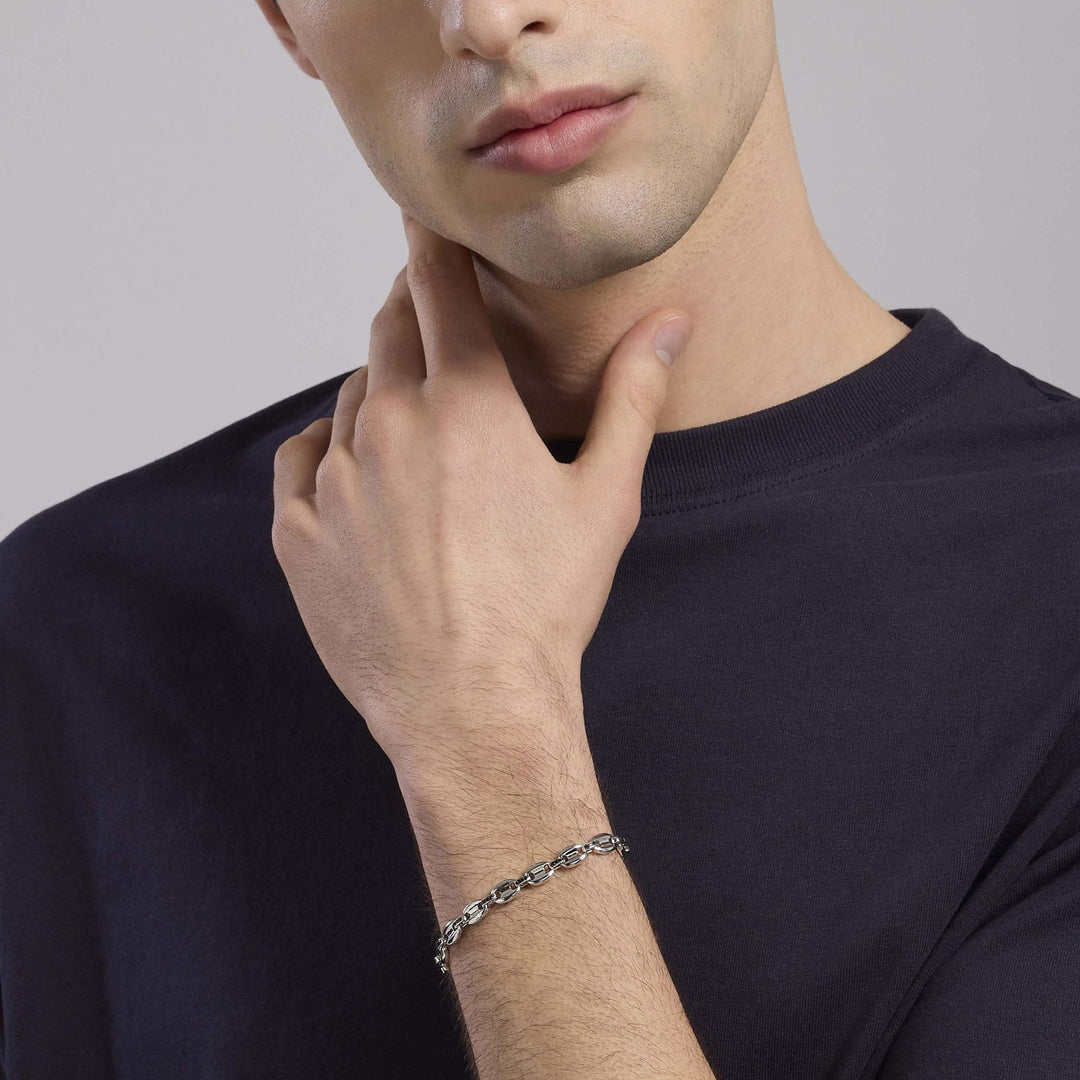 Mabina Bracciale con maglia marina e zirconi 534019-20