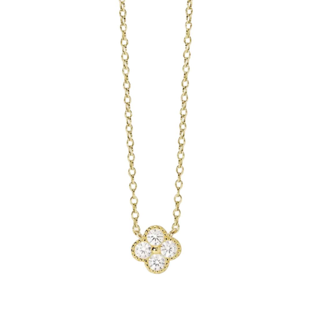 Mabina Girocollo argento dorato con fiore in zirconi 553793