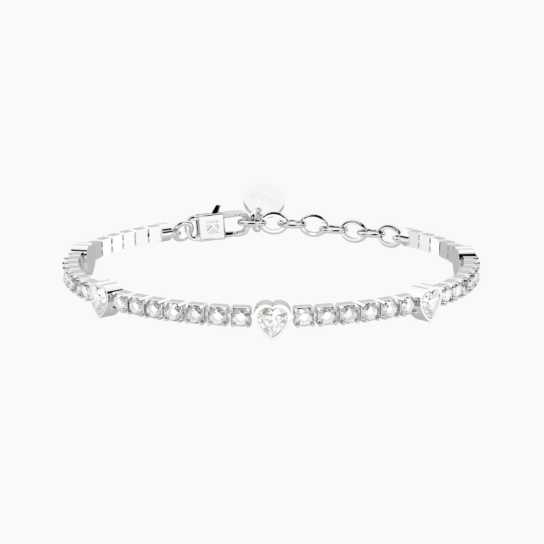 Bracciale tennis in cristalli e cuori