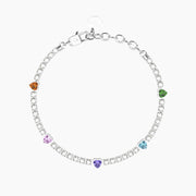 Bracciale tennis in cristalli e cuori