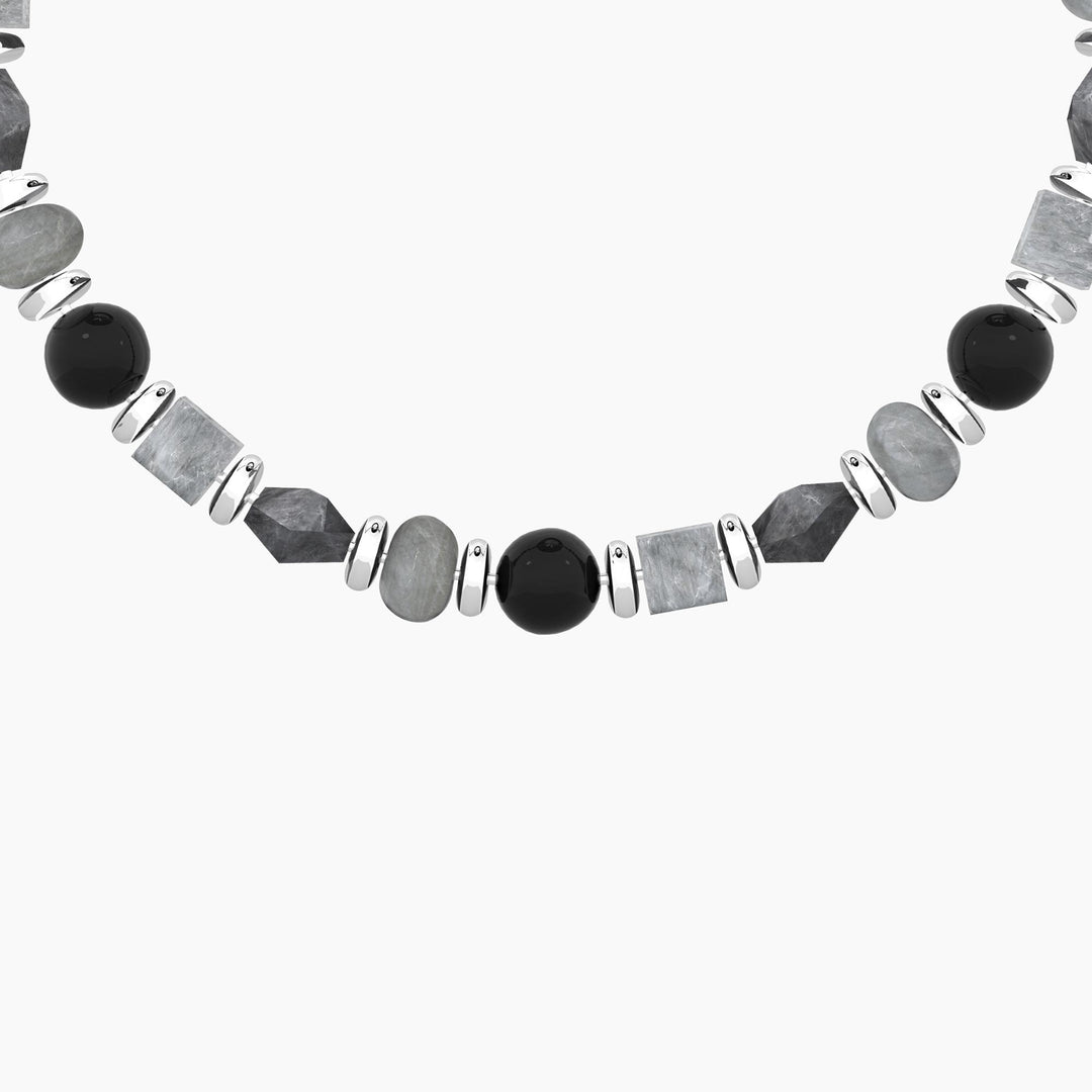 Bracciale uomo con agata nera e grigia