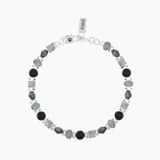Bracciale uomo con agata nera e grigia