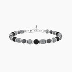 Load image into Gallery viewer, Bracciale uomo con agata nera e grigia
