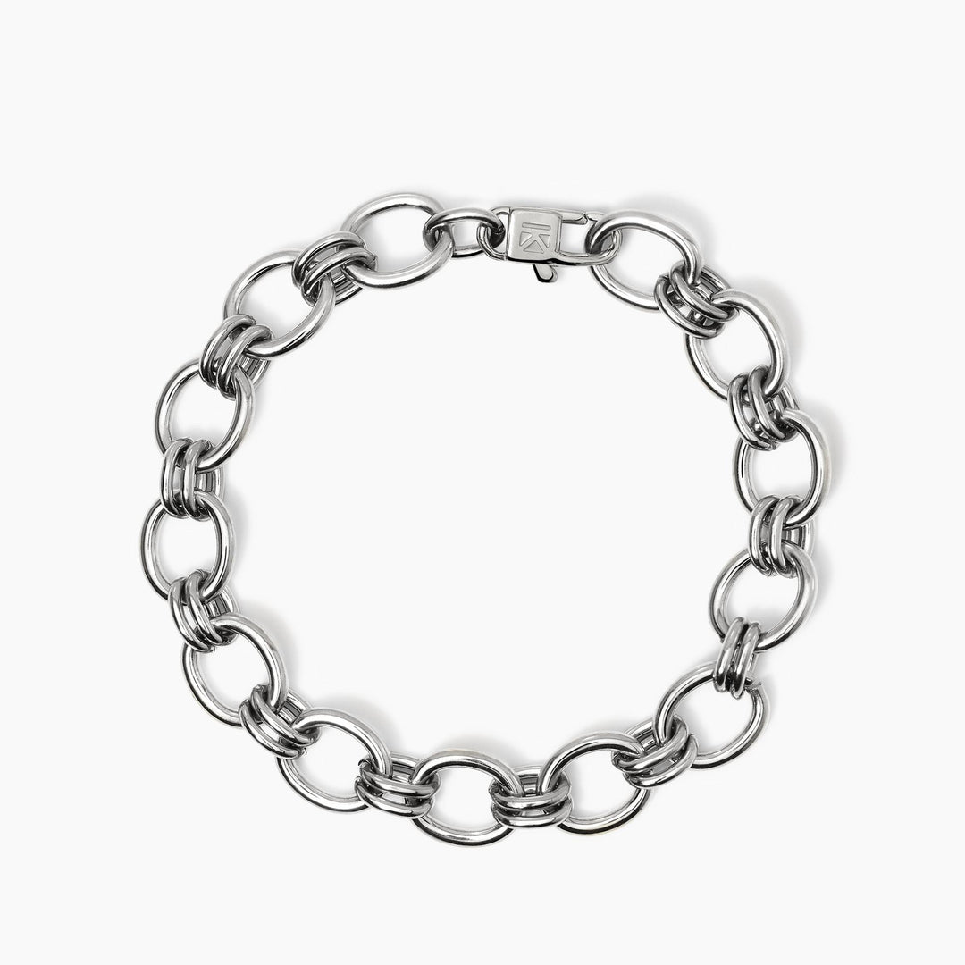 Kidult Bracciale a maglia larga in acciaio argentato 831041