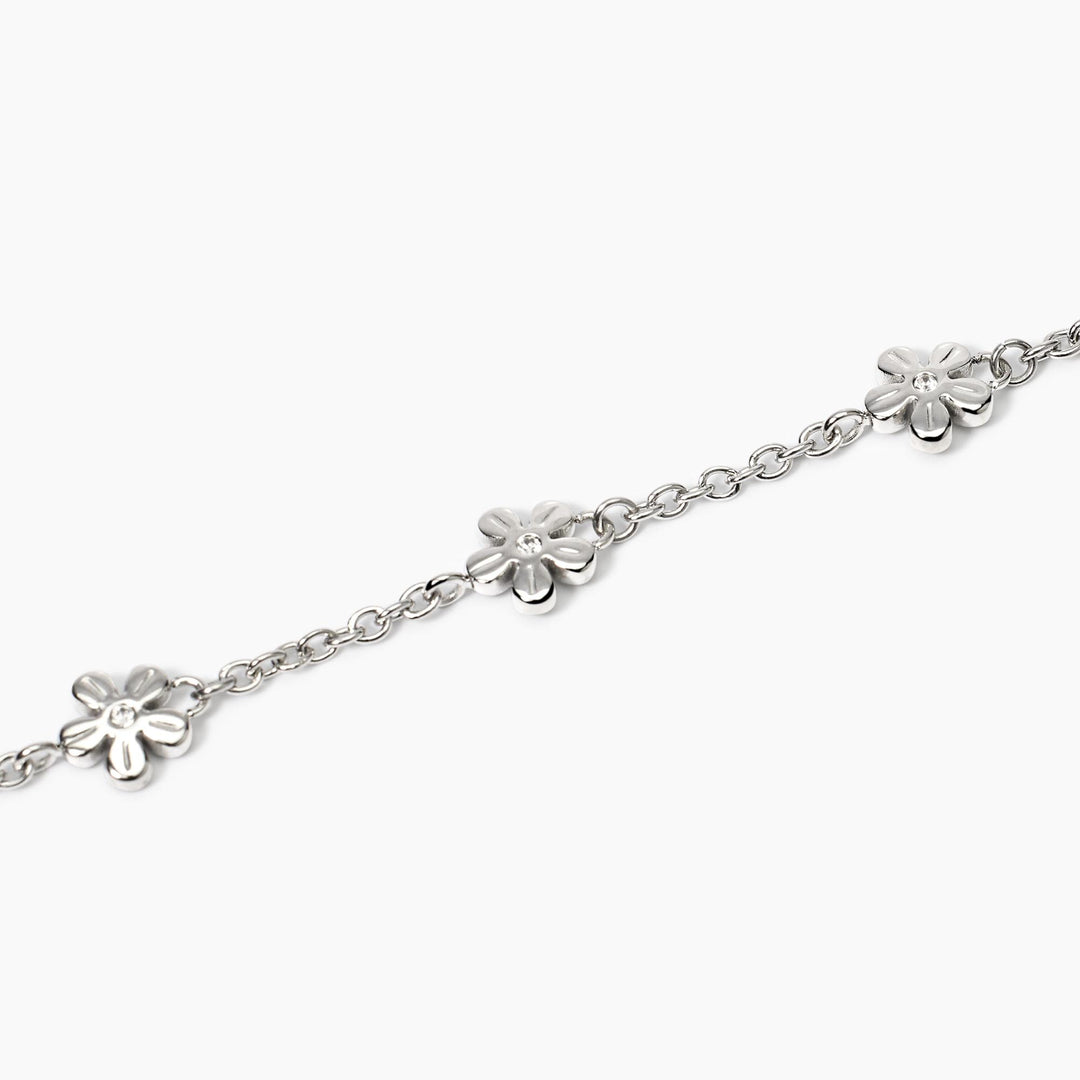 Bracciale con catena rolò e fiori