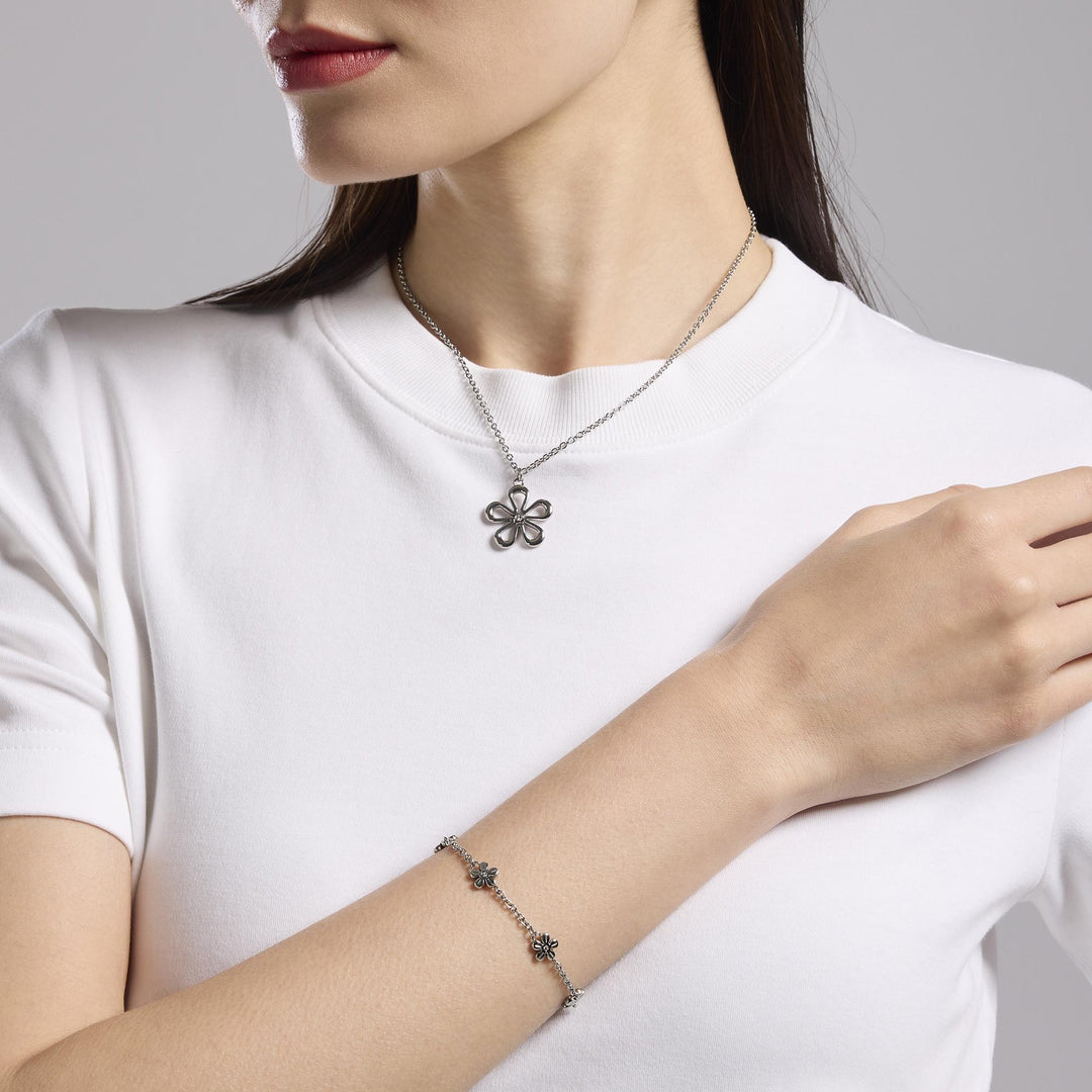 Bracciale con catena rolò e fiori