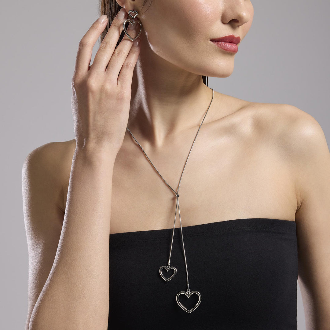 Collana con catena snake e cuori