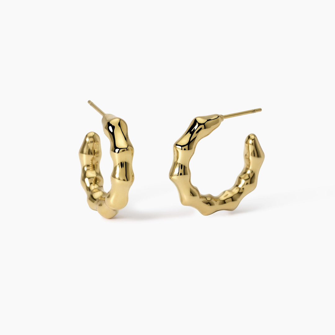 Orecchini bambù in acciaio dorato