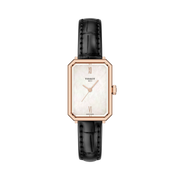 Tissot SRV 30mm T160.110.36.113.00 - cinturino nero - cassa rettangolare oro rosa - quadrante madreperla bianca