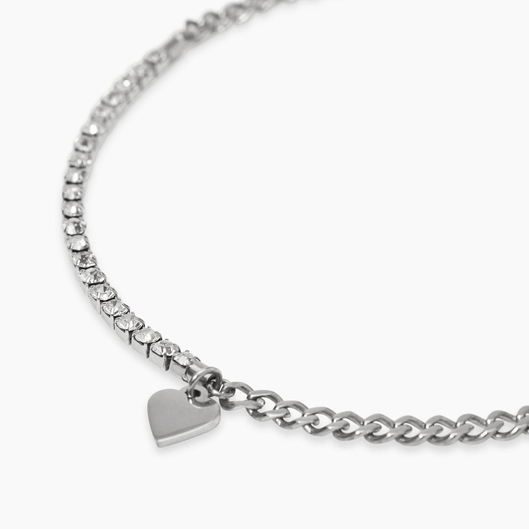 Bracciale con tennis di cristalli e cuore