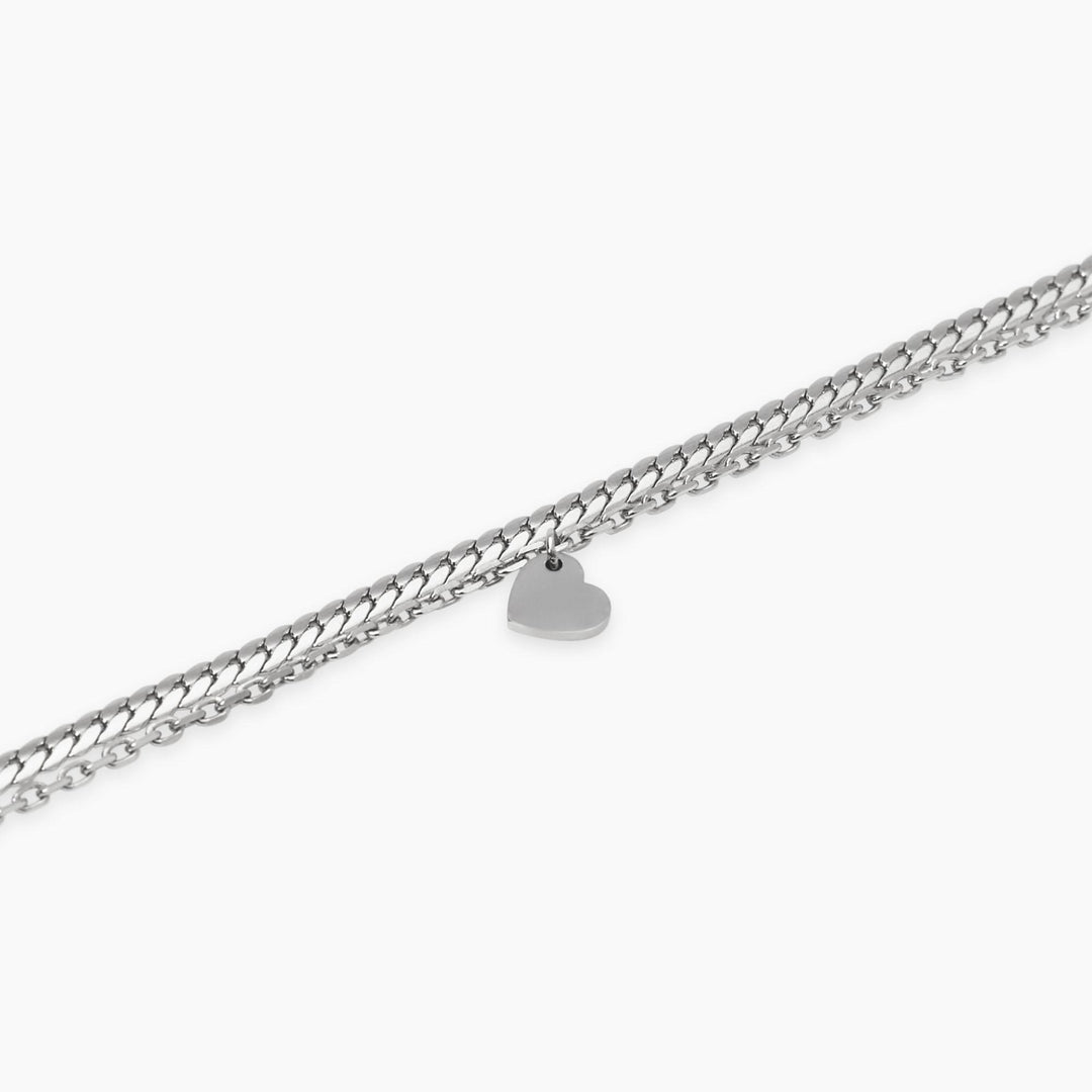Bracciale con catene e ciondolo cuore