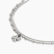Bracciale con catene e ciondolo quadrifoglio