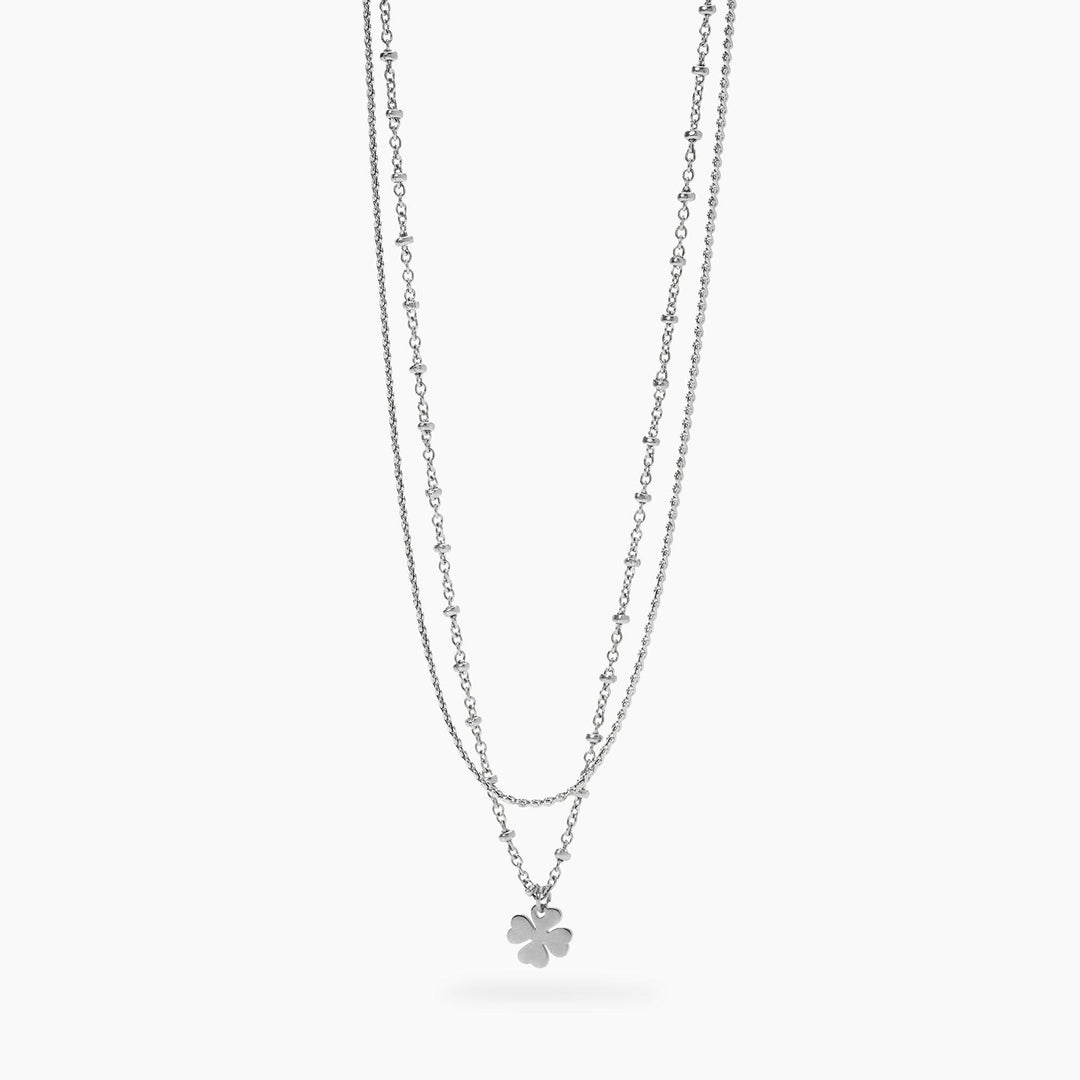 Girocollo con catene e quadrifoglio