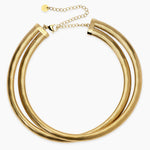 Load image into Gallery viewer, Girocollo dorato con doppia catena tubogas
