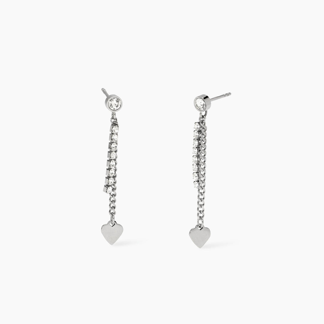 Orecchini con cristalli e pendenti con cuore