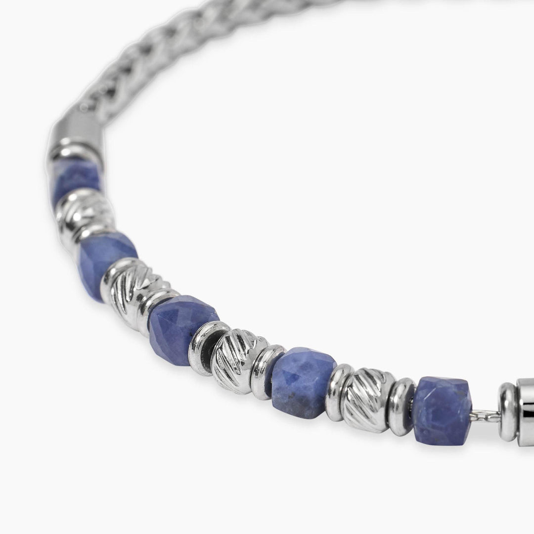 Bracciale in acciaio e sodalite blu