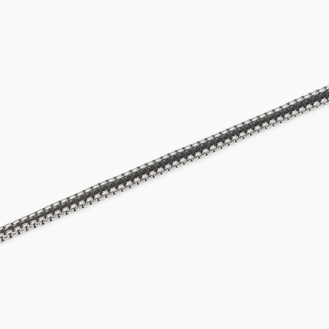 Kidult Bracciale con catene veneziane in acciaio e pelle 831133