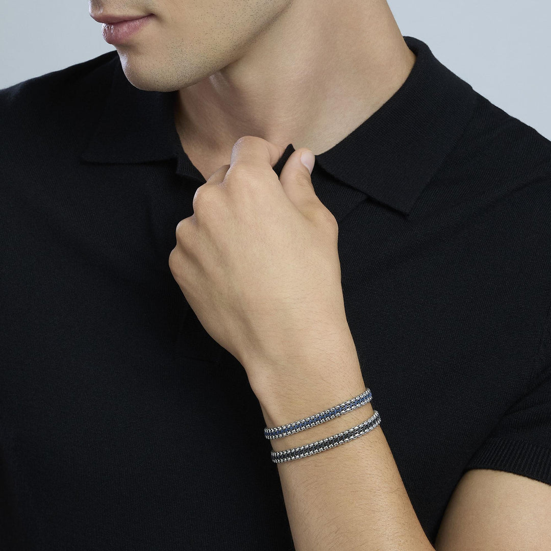 Kidult Bracciale con catene veneziane in acciaio e pelle 831134