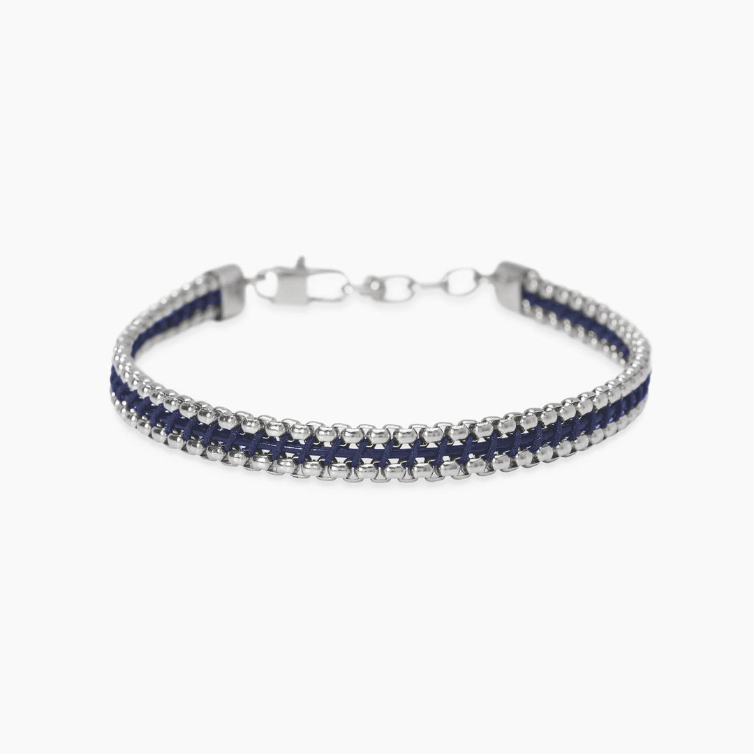Kidult Bracciale con catene veneziane in acciaio e pelle 831134