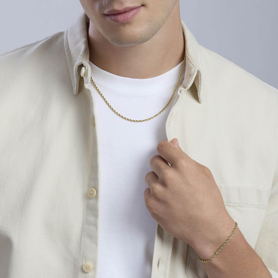 Bracciale con catena corda in acciaio dorato