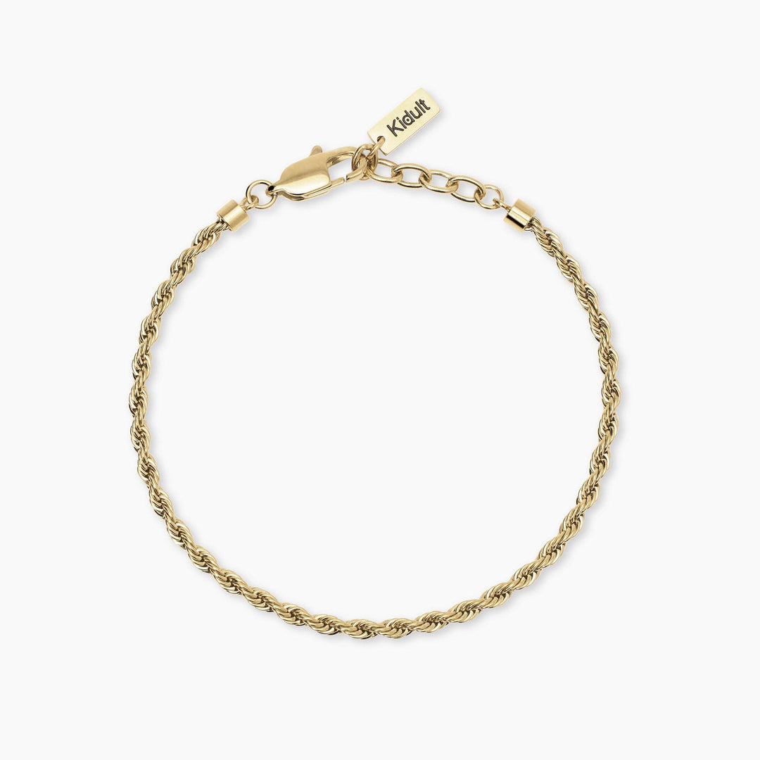 Bracciale con catena corda in acciaio dorato
